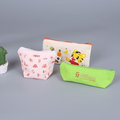 Customized Logo Print Canvas Pencil Bag for Customer Requirements
