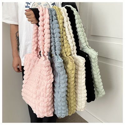 Personality Bubble Flower Quilted Underarm Tote Shopping Bag Wrinkle Cloud Bags for Women