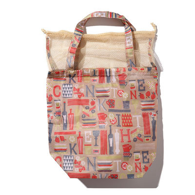 Custom Logo Accepted Polyester Patchwork Mesh Drawstring Bags for Makeup Cosmetic Needs