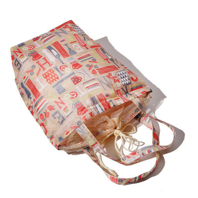 Custom Logo Accepted Polyester Patchwork Mesh Drawstring Bags for Makeup Cosmetic Needs