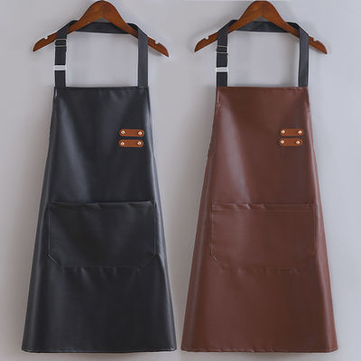 Custom Logo Waterproof Leather Long Bib Apron for Kitchen BBQ Bartenders Uniform Type