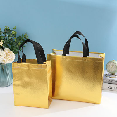 Customized Color Non-Woven Laminated Shopping Bag with Golden Color and Handle Length