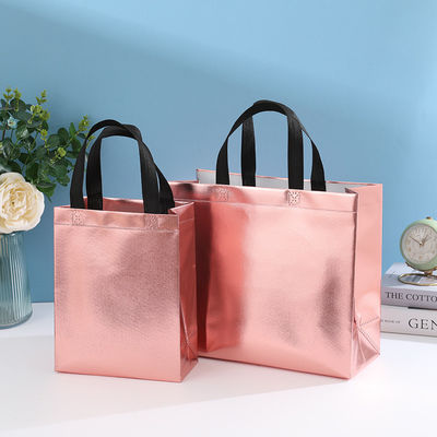 Customized Color Non-Woven Laminated Shopping Bag with Golden Color and Handle Length