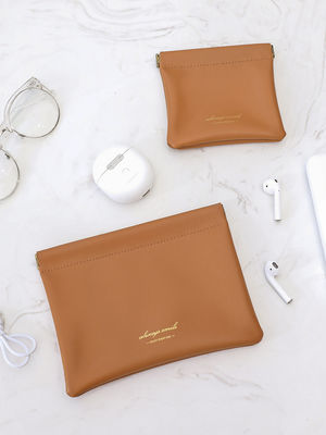 Custom Logo Print Small PU Leather Storage Bag with Letter Pattern and Customized Logo