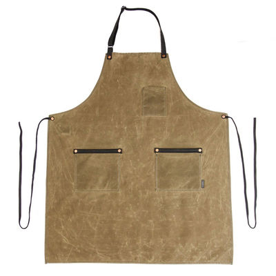 Customized Color Heavy Duty Waterproof Waxed Canvas Shop Work Apron with Tool Pockets