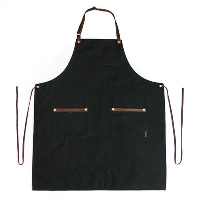 Customized Color Heavy Duty Waterproof Waxed Canvas Shop Work Apron with Tool Pockets