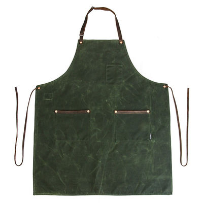 Customized Color Heavy Duty Waterproof Waxed Canvas Shop Work Apron with Tool Pockets