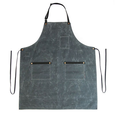Customized Color Heavy Duty Waterproof Waxed Canvas Shop Work Apron with Tool Pockets