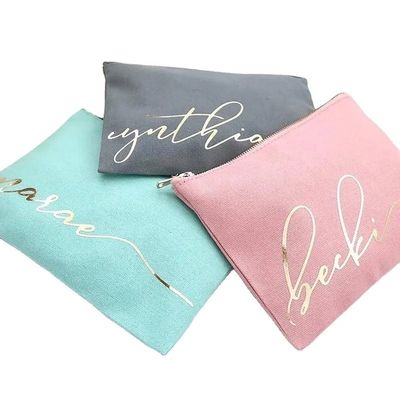 Custom Logo Printed Canvas Zipper Makeup Bag with Eco-friendly and Durable Material