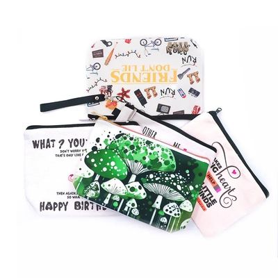 Custom Logo Printed Canvas Zipper Makeup Bag with Eco-friendly and Durable Material
