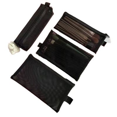 Black Mesh Bags Custom Durable Makeup and Travel Storage Bags with Mesh Zipper Pouch