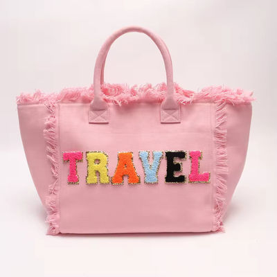 Newest Fashinable Keymay Tassel Fringe Large Canvas Tote Bag with Two Handles/Straps