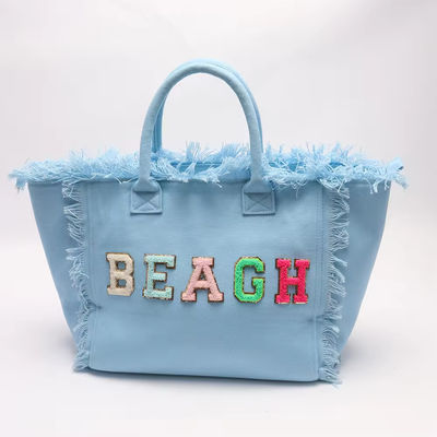 Newest Fashinable Keymay Tassel Fringe Large Canvas Tote Bag with Two Handles/Straps