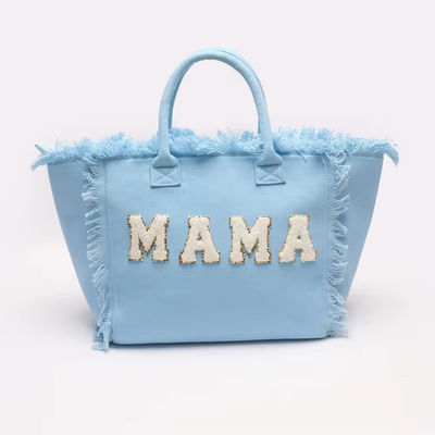 Newest Fashinable Keymay Tassel Fringe Large Canvas Tote Bag with Two Handles/Straps
