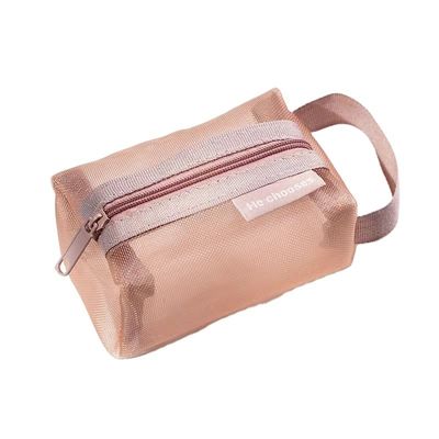 Daily School Life Waterproof Nylon Polyester Mesh Custom Logo Small Travel Makeup Bag