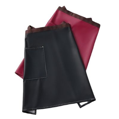 Custom Logo Printed Waxed PU Leather Half Apron for Baristas Waitresses and Bartenders