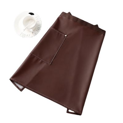 Custom Logo Printed Waxed PU Leather Half Apron for Baristas Waitresses and Bartenders