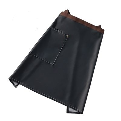 Custom Logo Printed Waxed PU Leather Half Apron for Baristas Waitresses and Bartenders