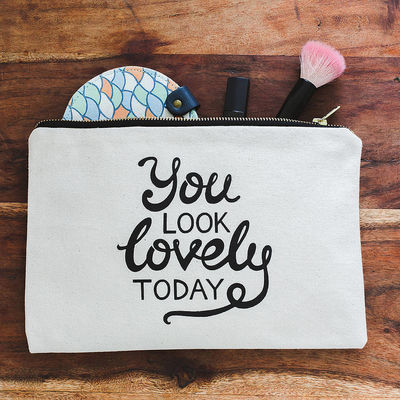 Convenient Customized Color Recycled Cotton Canvas Zipper Cosmetic Bag for Travel