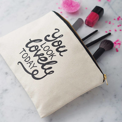 Convenient Customized Color Recycled Cotton Canvas Zipper Cosmetic Bag for Travel