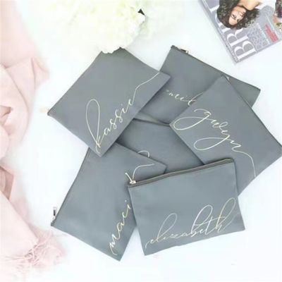 Custom Bridesmaid Gifts Blank Canvas Makeup Pouches with Zipper Closure Personalized