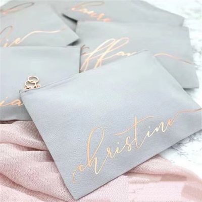 Custom Bridesmaid Gifts Blank Canvas Makeup Pouches with Zipper Closure Personalized
