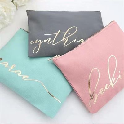 Custom Bridesmaid Gifts Blank Canvas Makeup Pouches with Zipper Closure Personalized