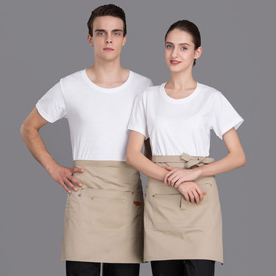 Polyester Cotton Blend Half Waist Apron with Denim Material and Custom Logo Printing