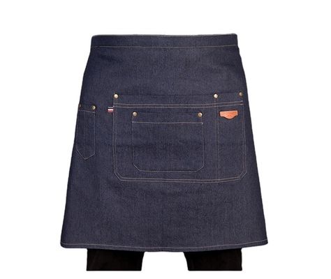 Polyester Cotton Blend Half Waist Apron with Denim Material and Custom Logo Printing