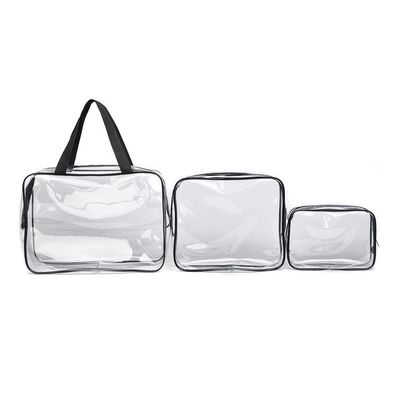 3-Pc Crystal Clear Cosmetic Bag Set for Travel and Toiletries OEM/ODM Acceptable