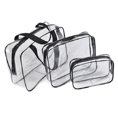 3-Pc Crystal Clear Cosmetic Bag Set for Travel and Toiletries OEM/ODM Acceptable