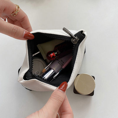 Letter Pattern Canvas Cosmetic Bag for Small Toiletry Pouch