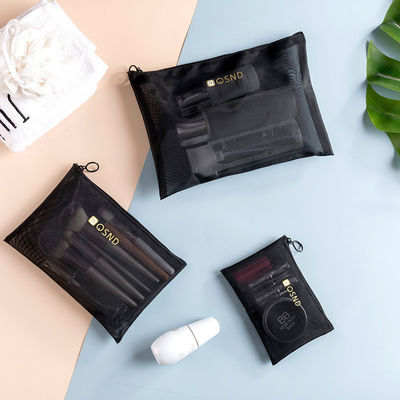 Black Mesh Zipper Pouch for Conveniently Carrying Office and Travel Essentials 3 Pack