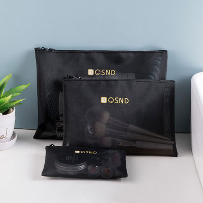 Black Mesh Zipper Pouch for Conveniently Carrying Office and Travel Essentials 3 Pack
