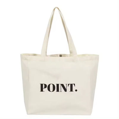 Two Straps Printing Plain Canvas Tote Bags with Custom Logo Polyester Lining Cotton Fabric Shopping Bag