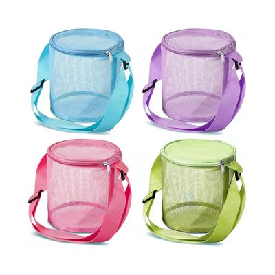3D Circular Sand Digging Toy Storage Bag Custom Logo Mesh Shell Collect Bags for Beach Fun