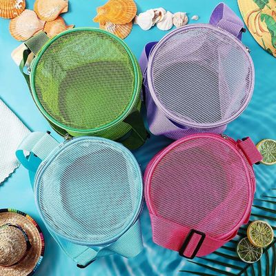 3D Circular Sand Digging Toy Storage Bag Custom Logo Mesh Shell Collect Bags for Beach Fun