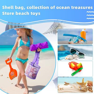 3D Circular Sand Digging Toy Storage Bag Custom Logo Mesh Shell Collect Bags for Beach Fun