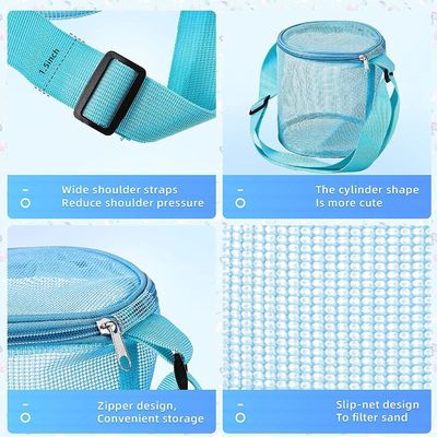3D Circular Sand Digging Toy Storage Bag Custom Logo Mesh Shell Collect Bags for Beach Fun