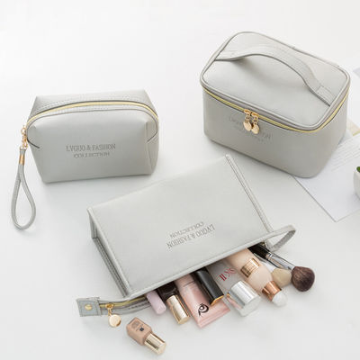 Letter Pattern Velvet Cosmetic Bag Set of 3 for Women Travel Beauty Zipper Organizer