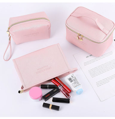 Letter Pattern Velvet Cosmetic Bag Set of 3 for Women Travel Beauty Zipper Organizer