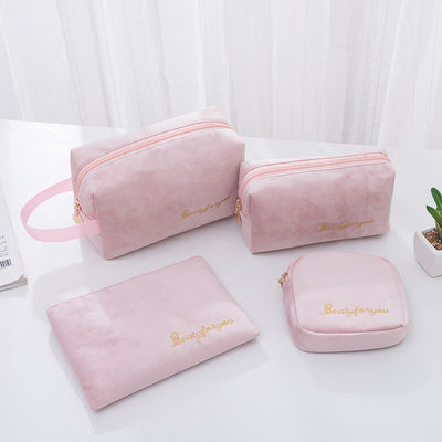 Personalized Logo Custom Makeup Bag Cases Pouch Set Private Label Velvet Cosmetic Bag