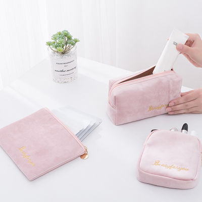 Personalized Logo Custom Makeup Bag Cases Pouch Set Private Label Velvet Cosmetic Bag