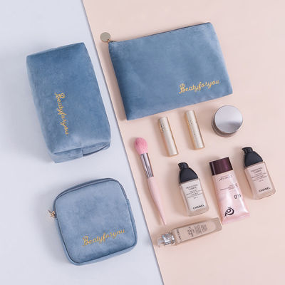 Personalized Logo Custom Makeup Bag Cases Pouch Set Private Label Velvet Cosmetic Bag