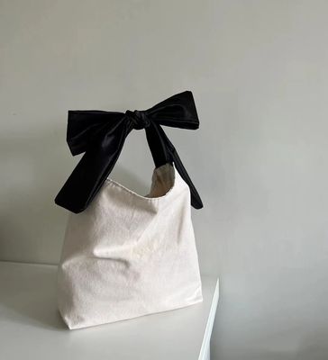 Customized Color High Capacity Korean Style Bow Hobo Casual Cute Girl Teenage Ladies Shopping Canvas Bag