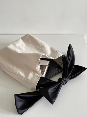 Customized Color High Capacity Korean Style Bow Hobo Casual Cute Girl Teenage Ladies Shopping Canvas Bag