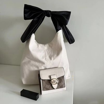Customized Color High Capacity Korean Style Bow Hobo Casual Cute Girl Teenage Ladies Shopping Canvas Bag