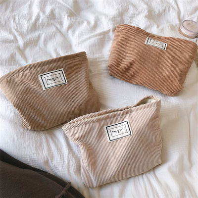 Newest Fashinable Corduroy Makeup Zipper Pouch Toiletry Bag Newest Design 2021