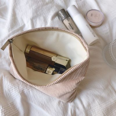 Newest Fashinable Corduroy Makeup Zipper Pouch Toiletry Bag Newest Design 2021