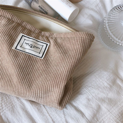 Newest Fashinable Corduroy Makeup Zipper Pouch Toiletry Bag Newest Design 2021